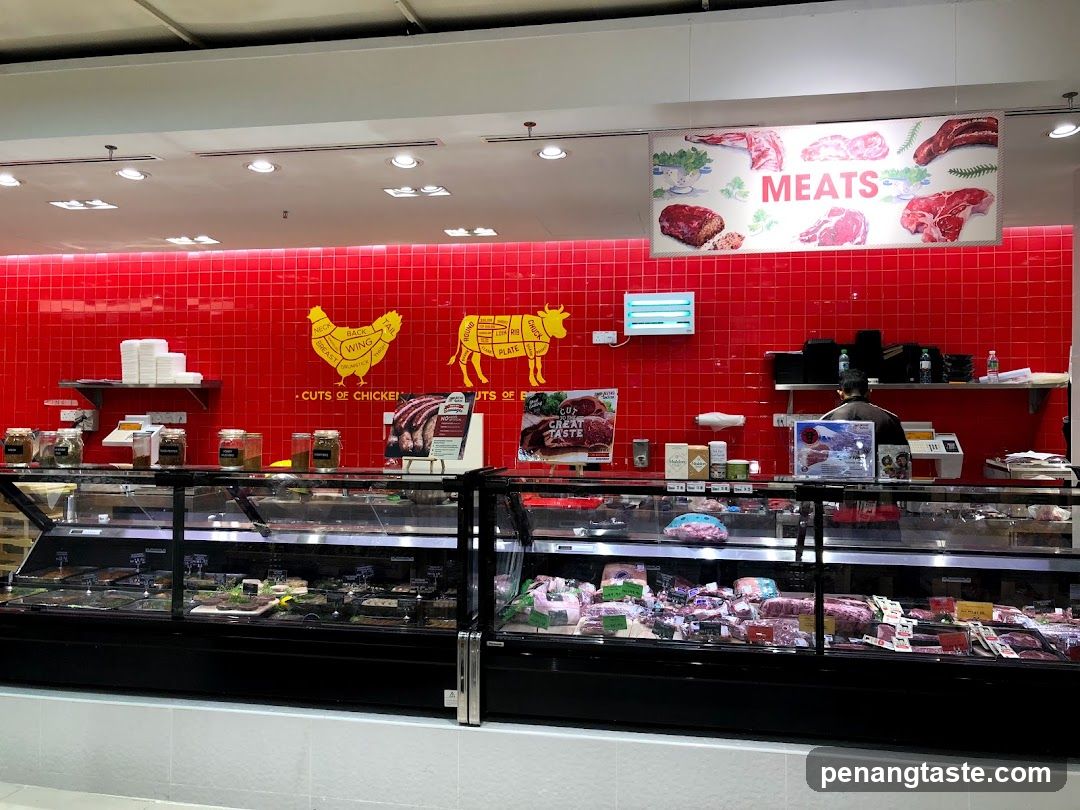 Meat display in a store