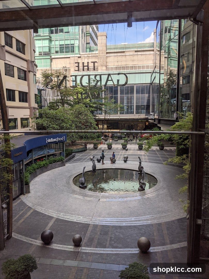 Outdoor Courtyard with Fountain and Sculptures