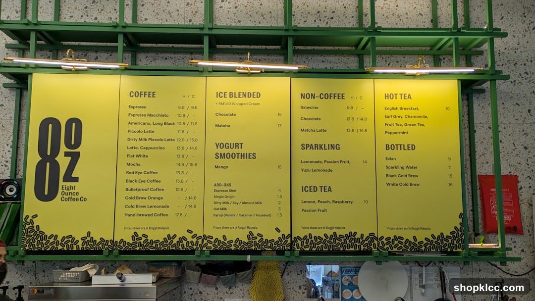 Eight Ounce Coffee Co. Menu