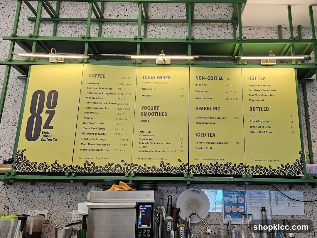 Eight Ounce Coffee Co. Menu