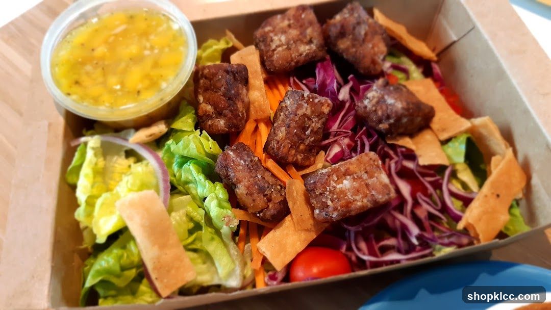 Salad with Fried Protein and Dressing