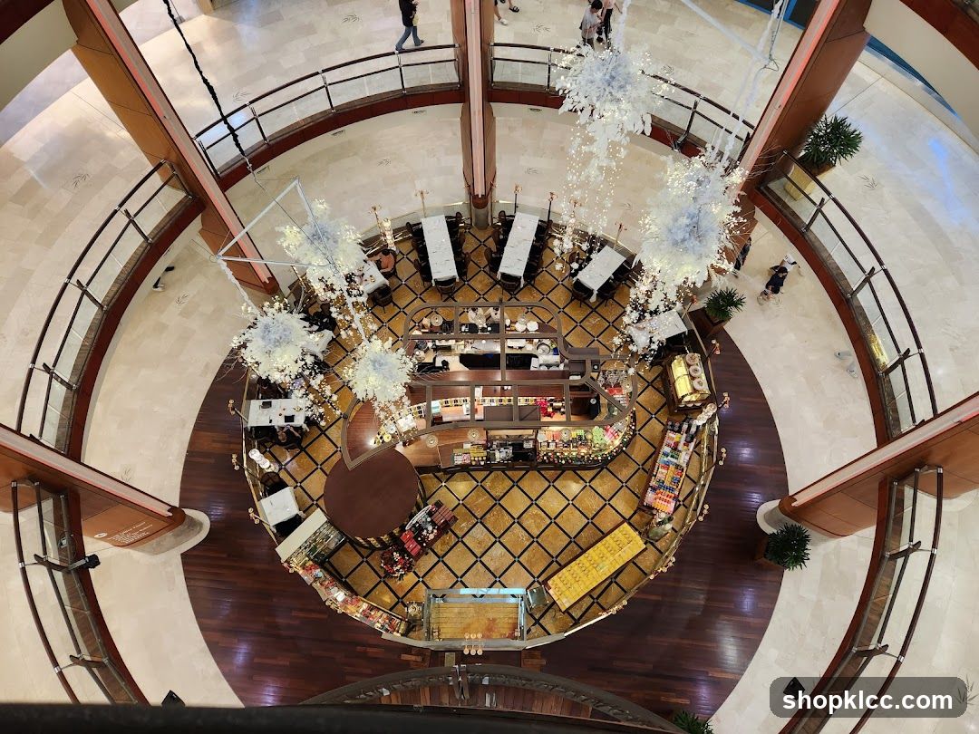 Overhead view of a cafe in a mall