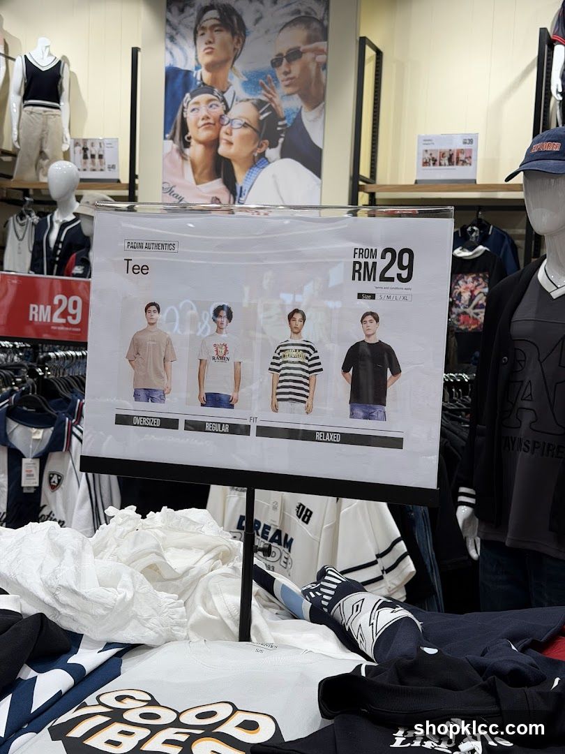 T-shirt display with pricing