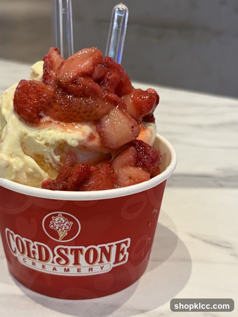 Ice cream with strawberries