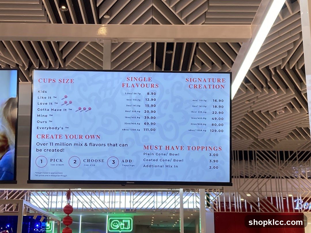 Ice Cream Menu