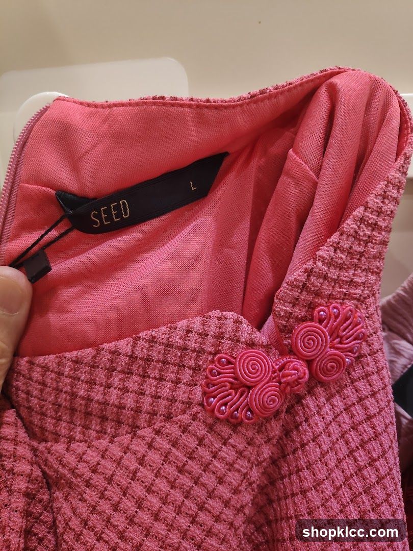 Pink Textured Dress with Chinese Frog Closures