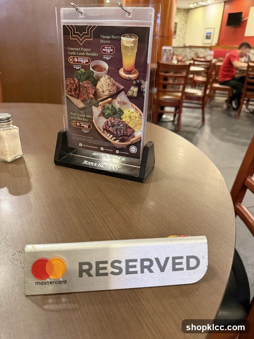 Menu Display on Table