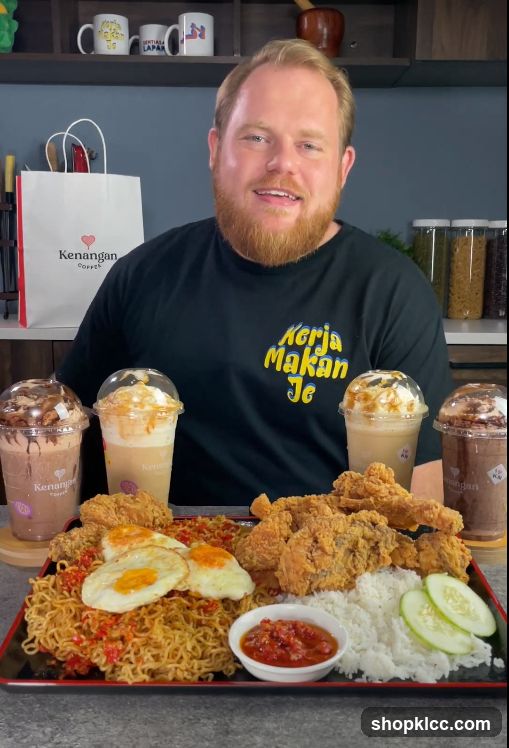 Man with a large meal