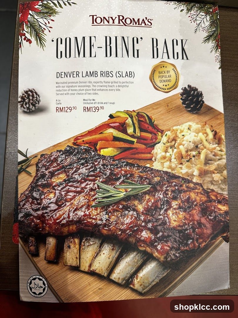 Tony Roma's Come-Bing Back Denver Lamb Ribs