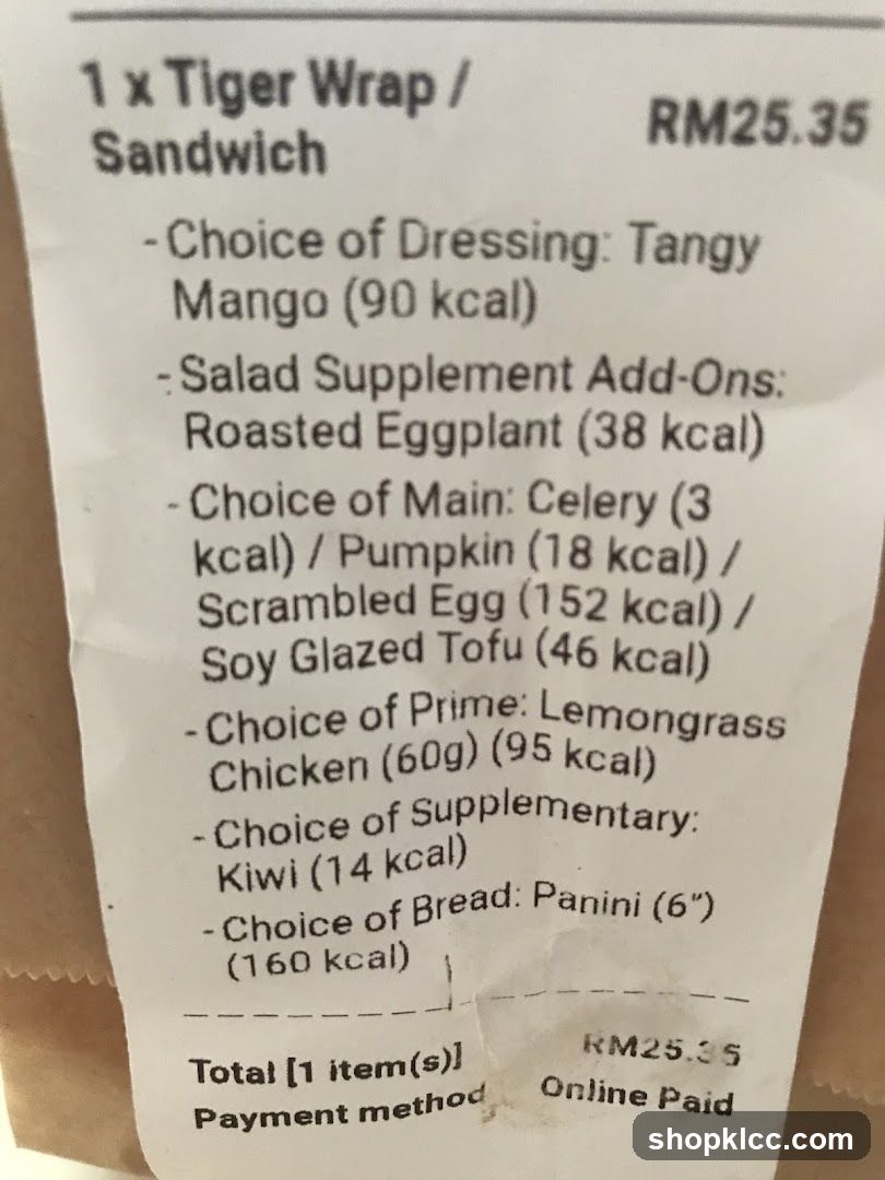 Tiger Wrap Receipt