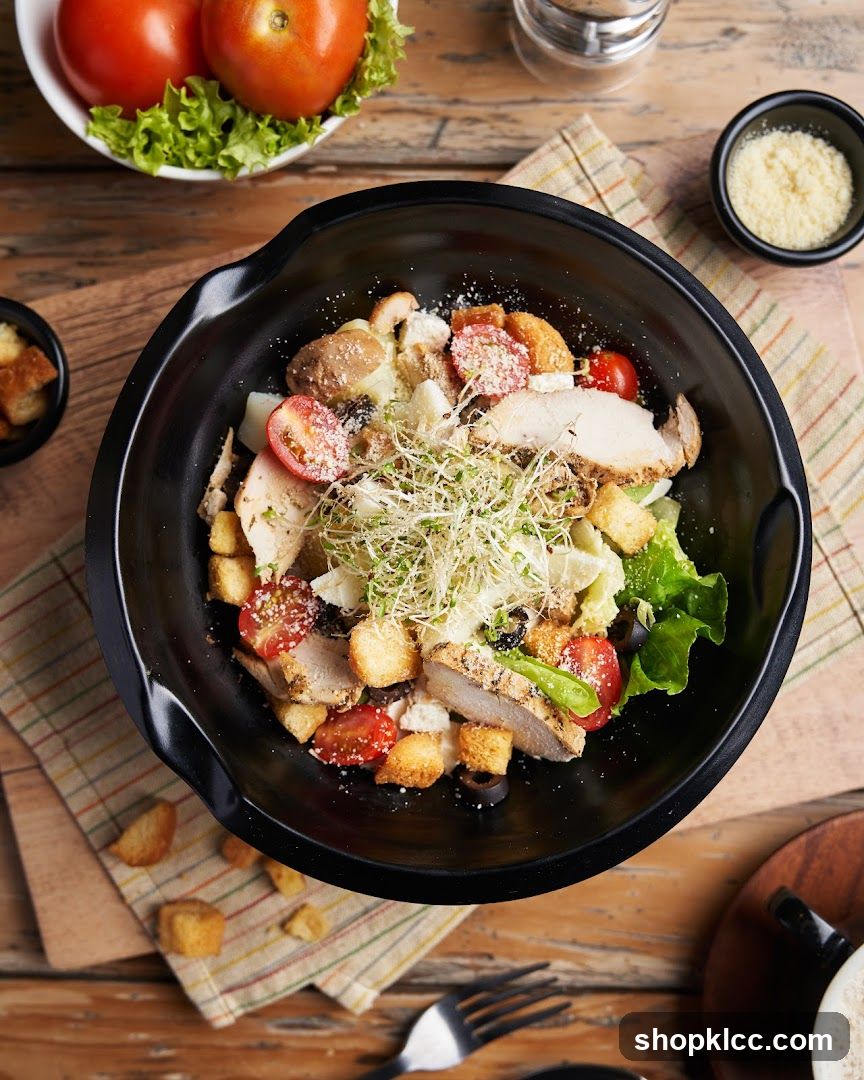 Salad Bowl with Croutons and Tomatoes