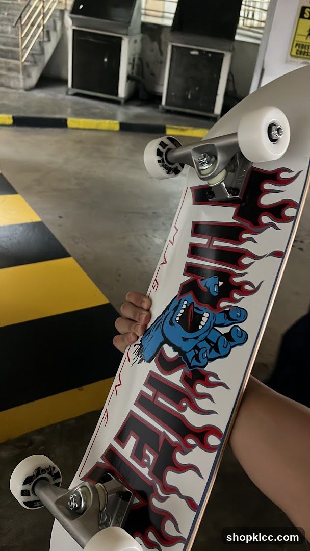 Skateboard with Flame Graphic