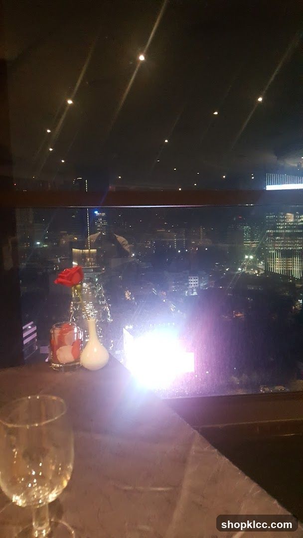 Table setting with city view at night