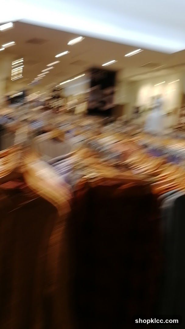 Blurred store interior with clothing racks