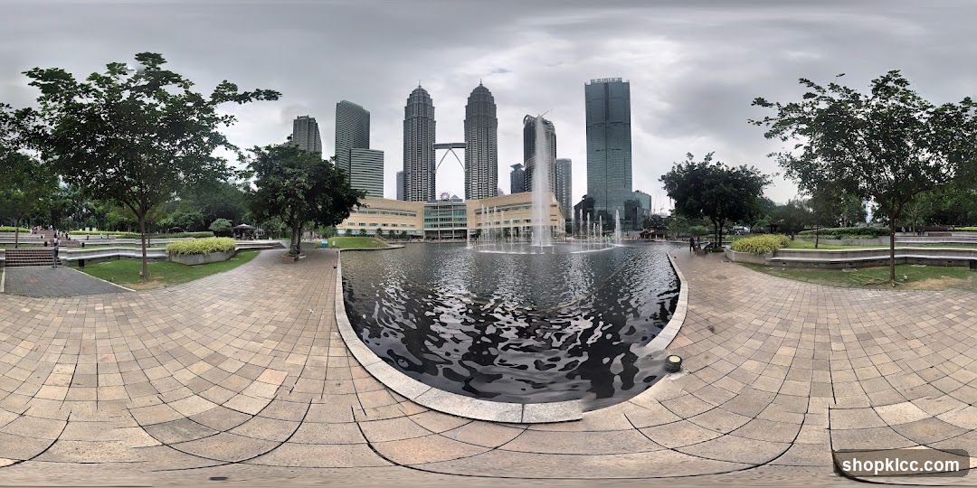 Park with Fountain and Skyscrapers