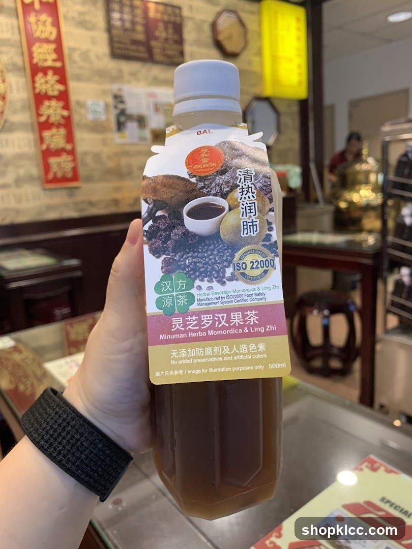 Herbal Drink Bottle in Store Interior