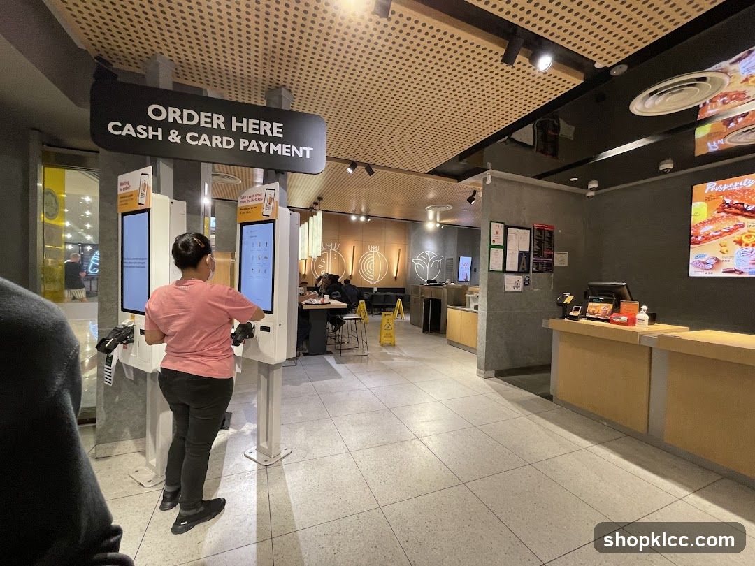 Self-order kiosks and counter