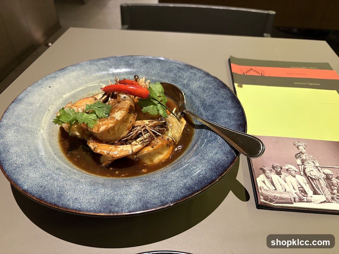 Prawn Dish with Menu and Historical Photo
