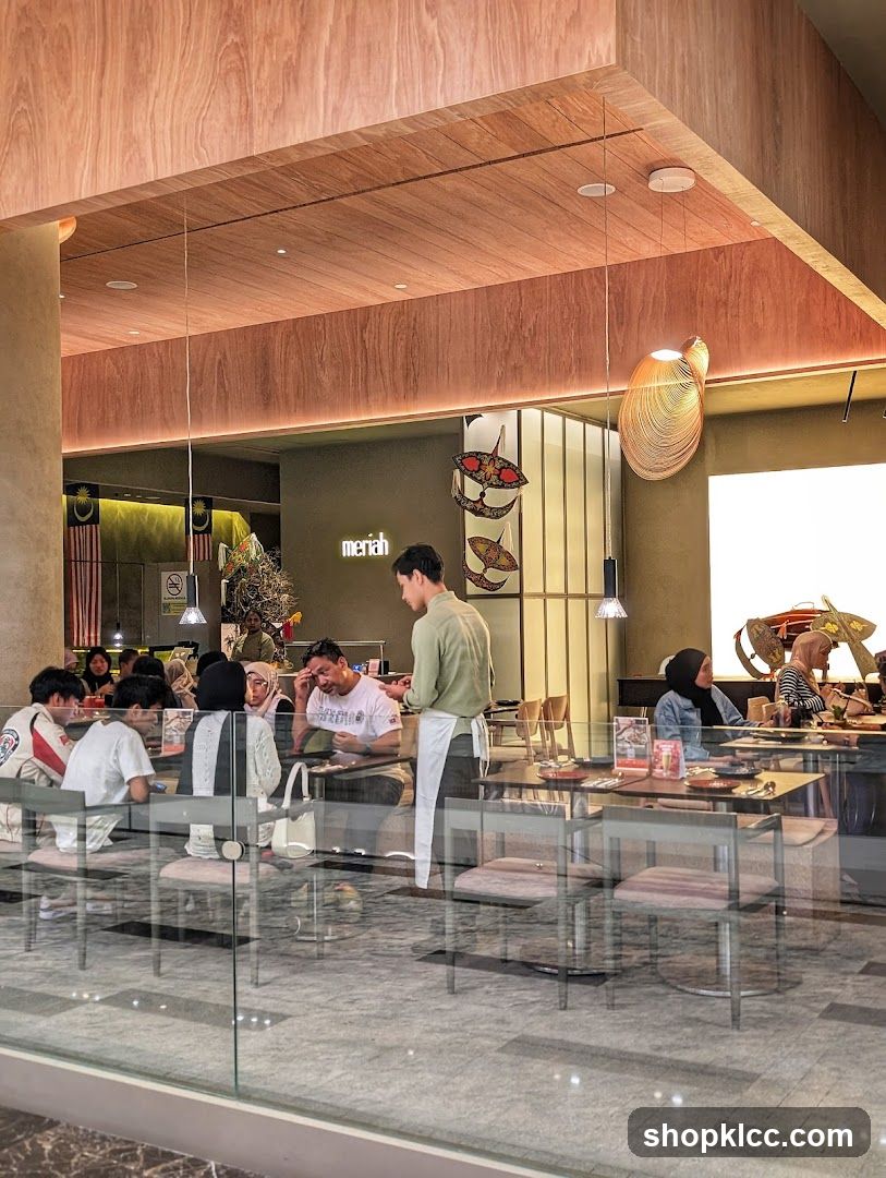 Interior of a restaurant with diners