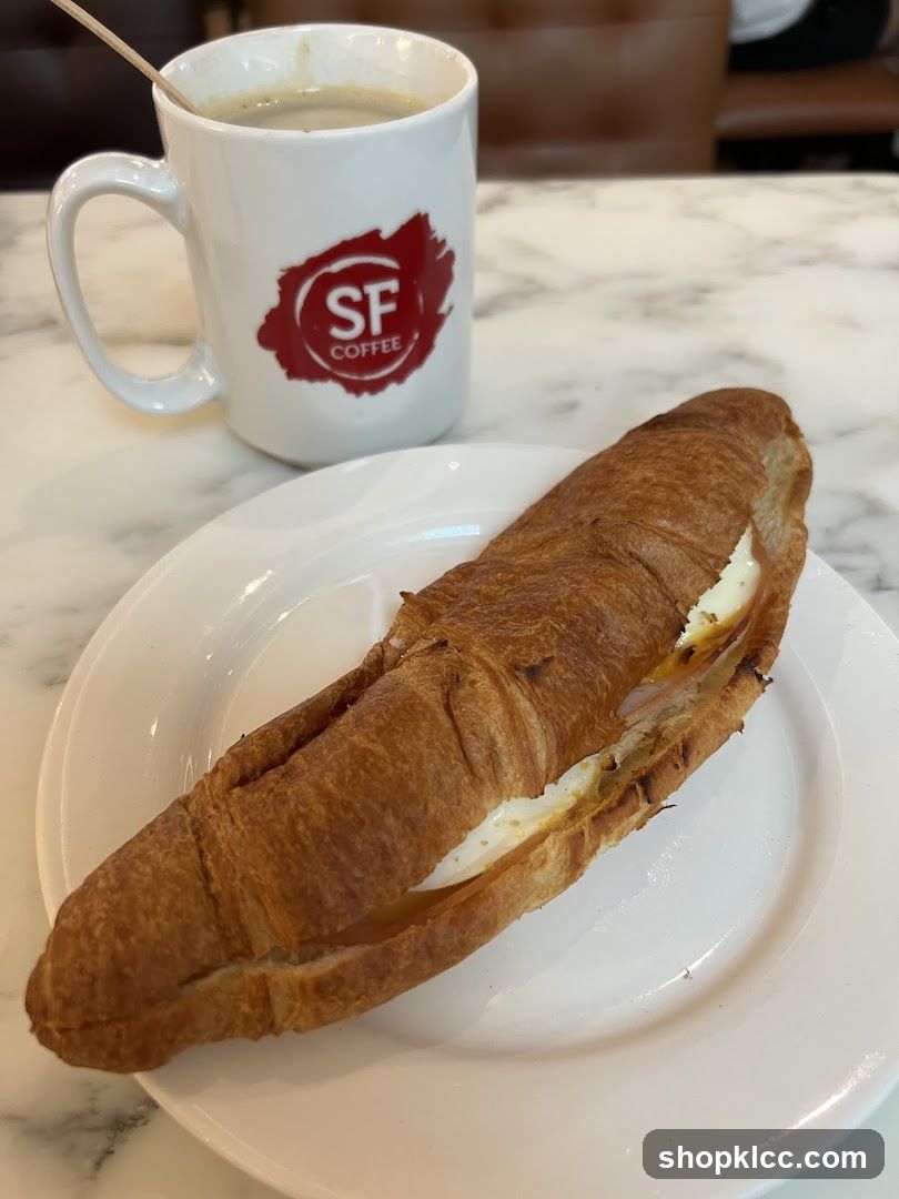 Coffee and Croissant Sandwich