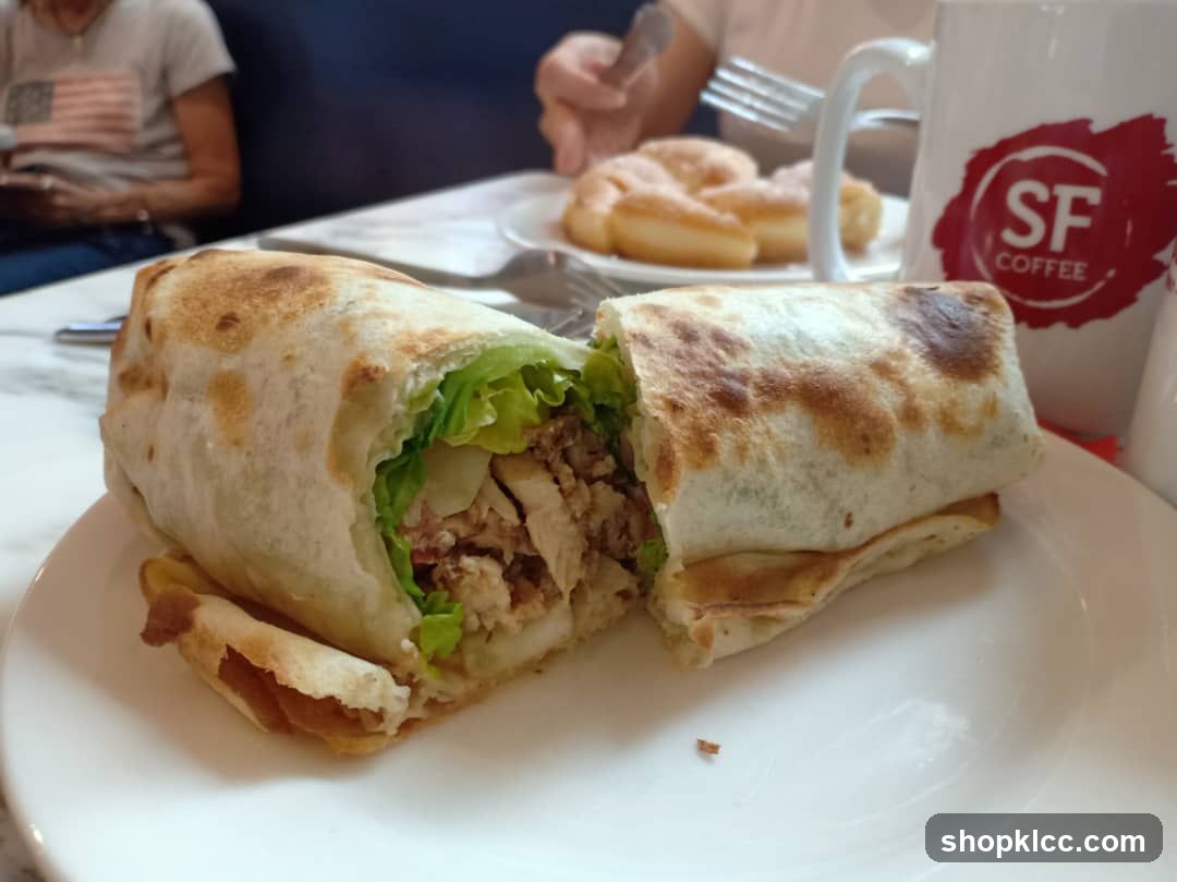 Chicken Wrap and Coffee Mug