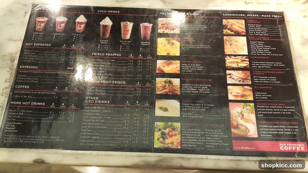 San Francisco Coffee Menu