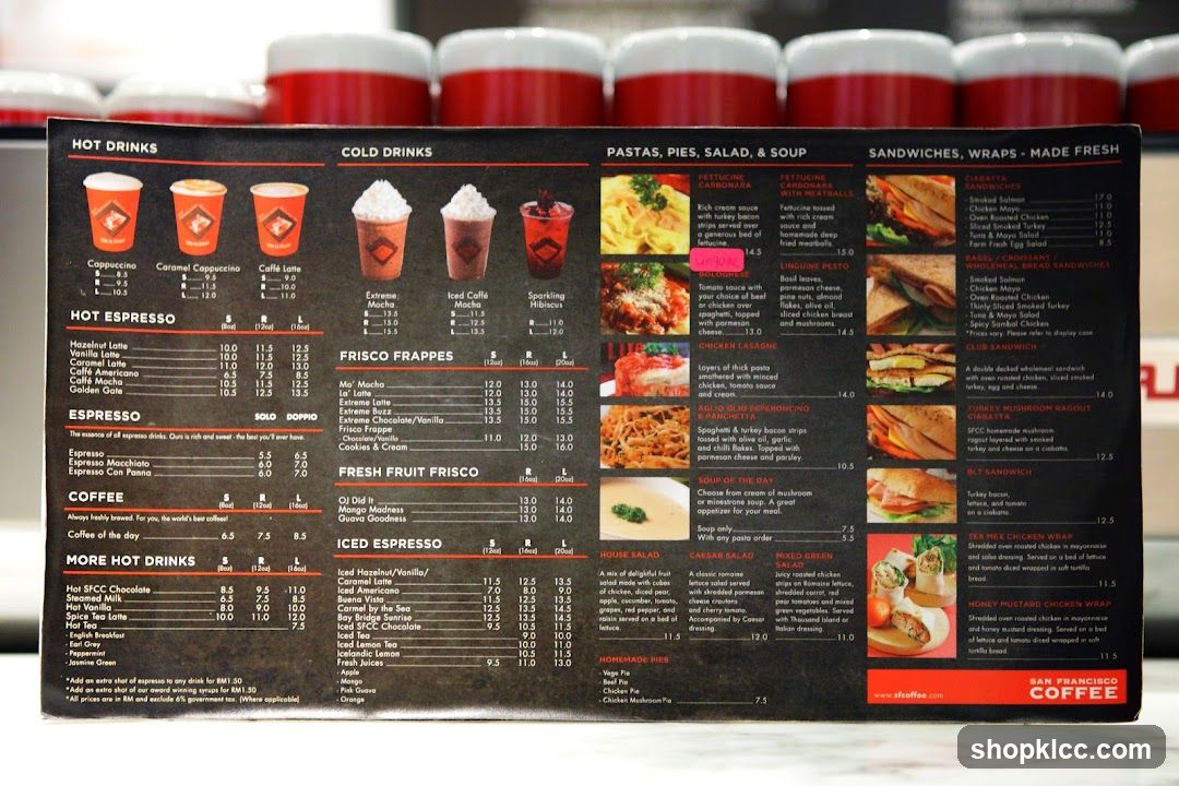 San Francisco Coffee Menu