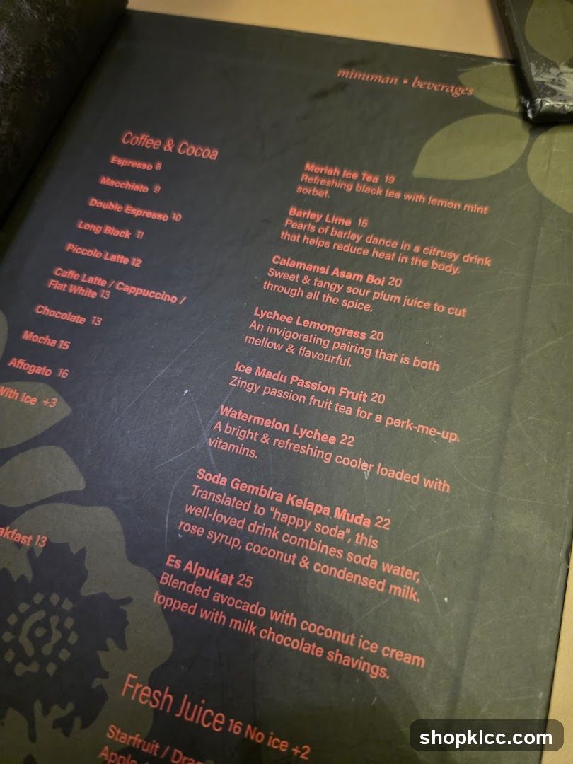Beverages Menu