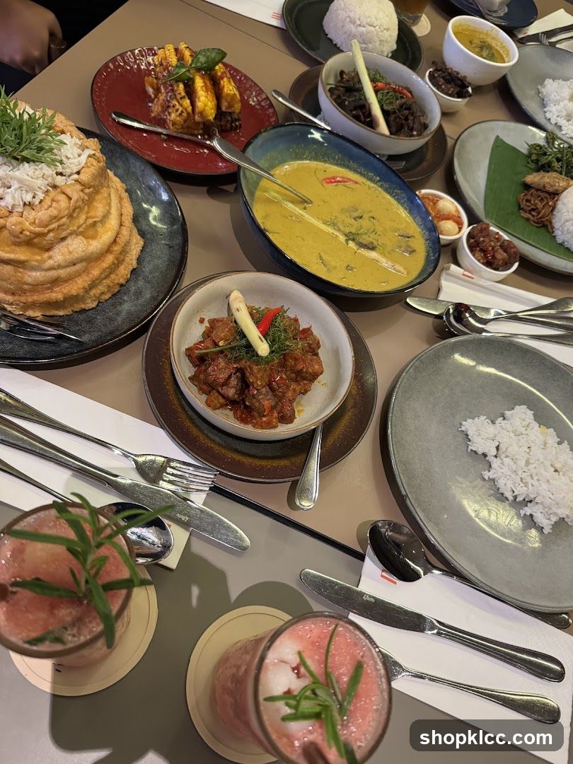 Table with Indonesian Food and Drinks