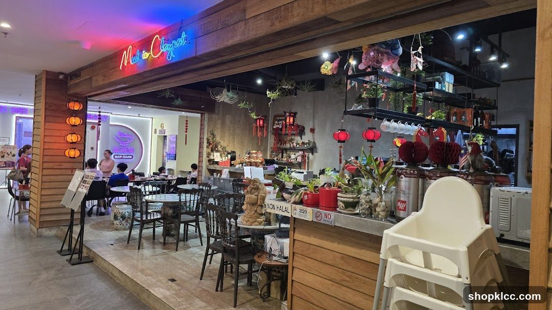 Restaurant Interior with Neon Sign