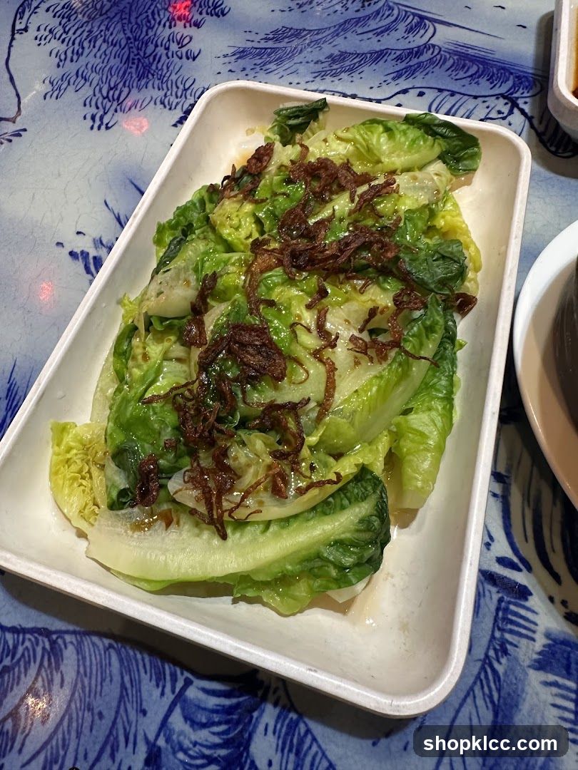 Sautéed Lettuce with Crispy Shallots