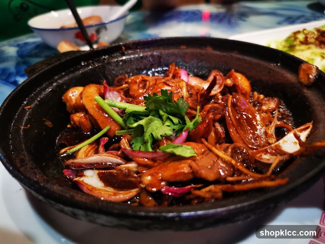 Claypot Dish with Onions and Cilantro