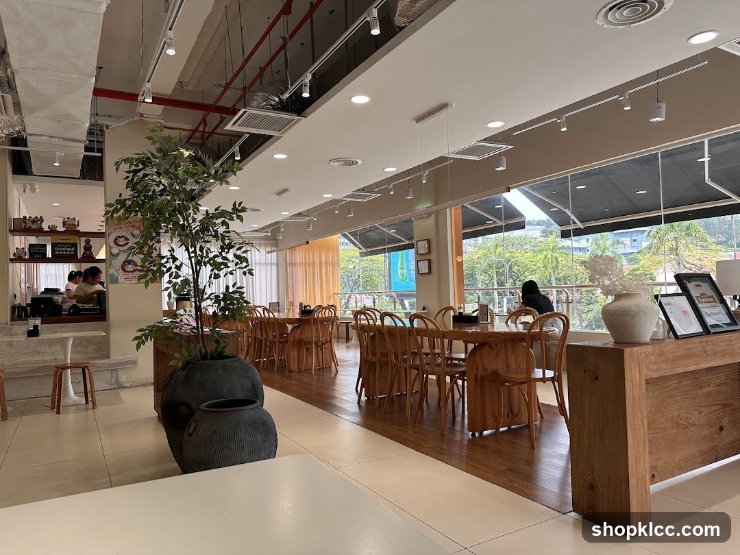 Restaurant Interior with Wooden Tables and Chairs