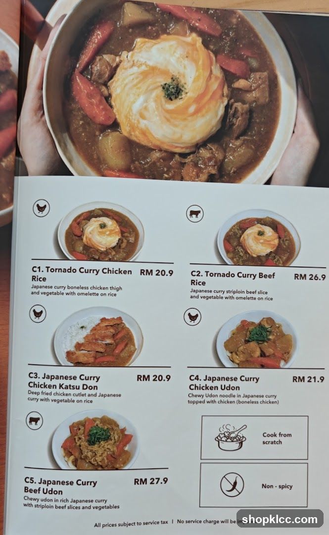 Japanese Curry Menu