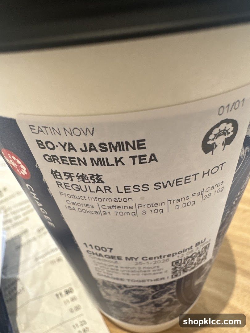 Chagee Bo-Ya Jasmine Green Milk Tea Cup