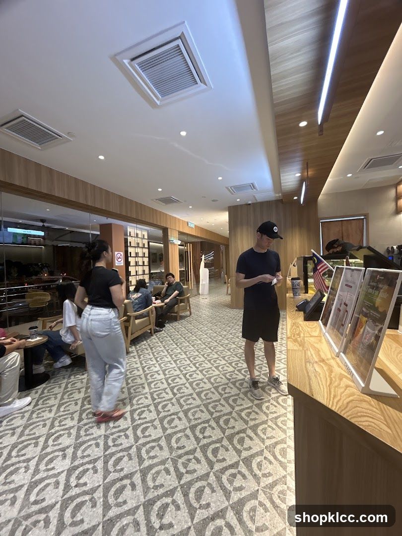 Interior of a cafe with customers
