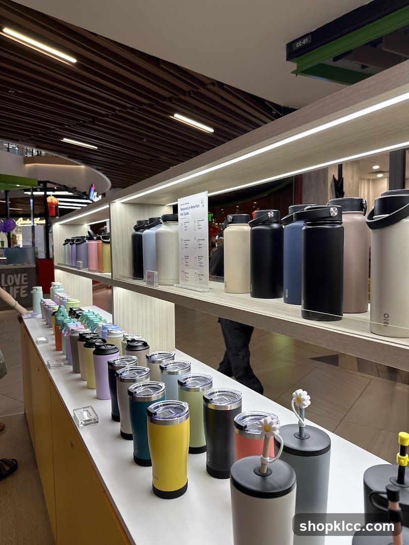 Display of Water Bottles and Tumblers