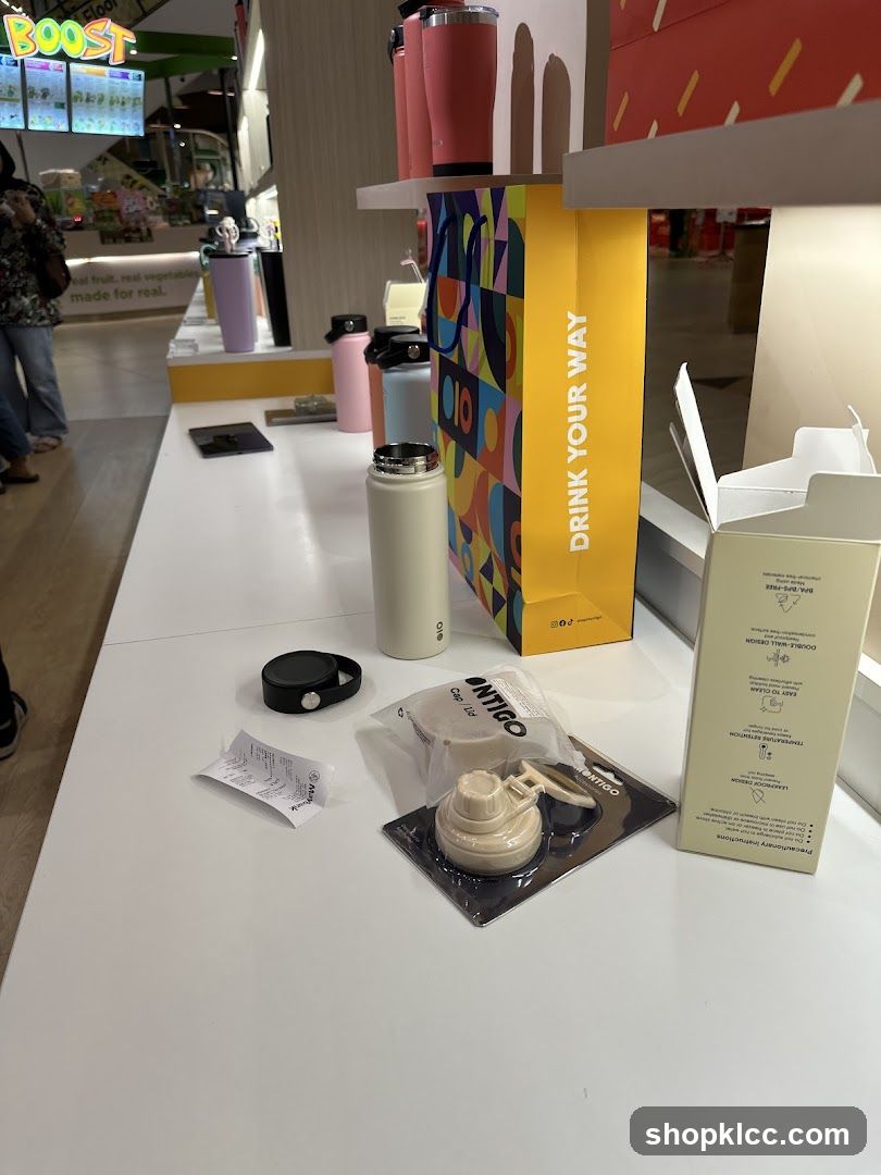 Display of Water Bottles and Accessories