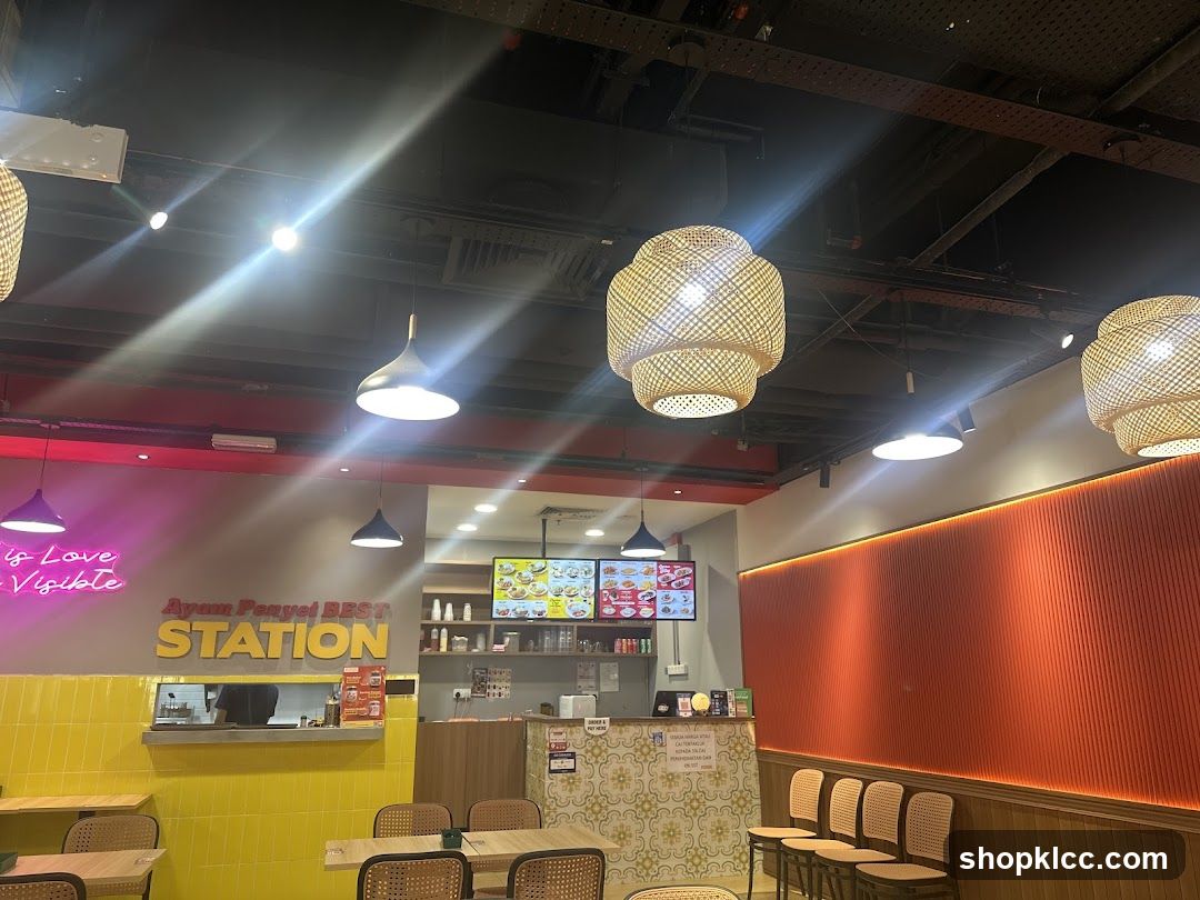 Restaurant Interior with Neon Signage