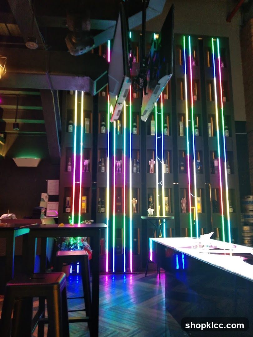 Bar Interior with Neon Lights