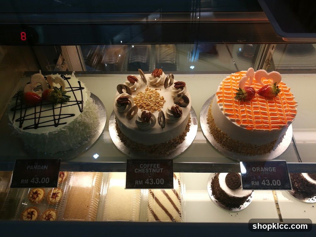 Cakes in a Display Case