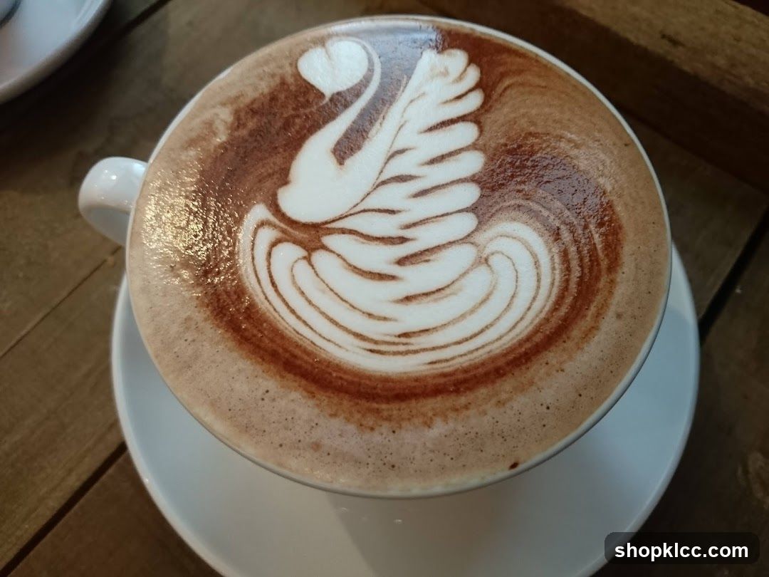 Latte art with swan design