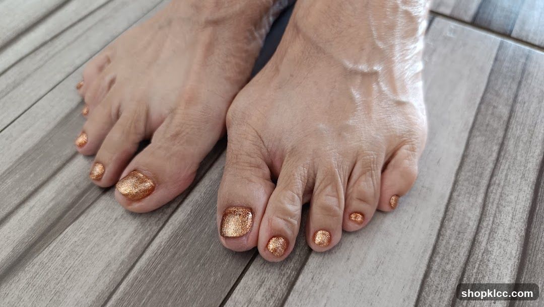 Close-up of Toes with Glitter Nail Polish