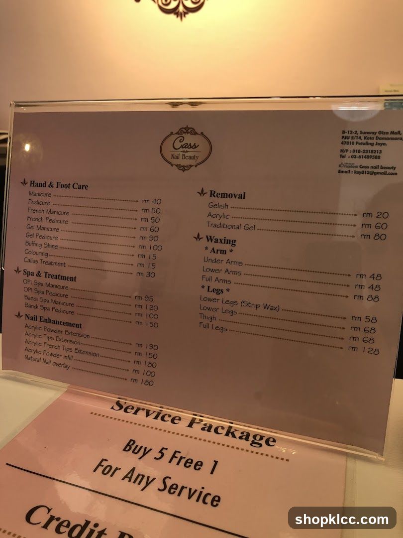 Cass Nail Beauty Menu