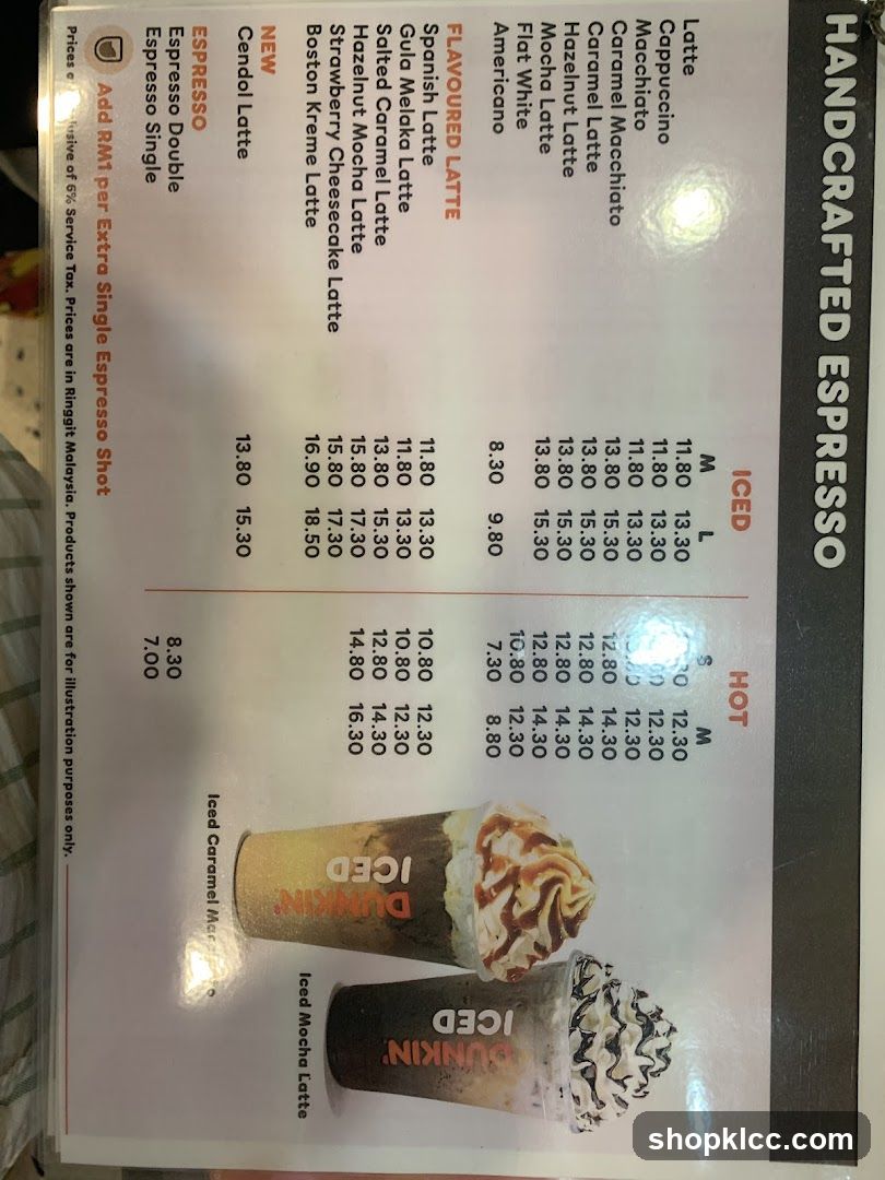 Handcrafted Espresso Menu