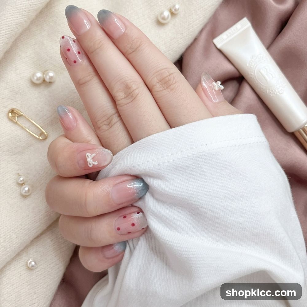 Nail Art with Pearls and Polka Dots