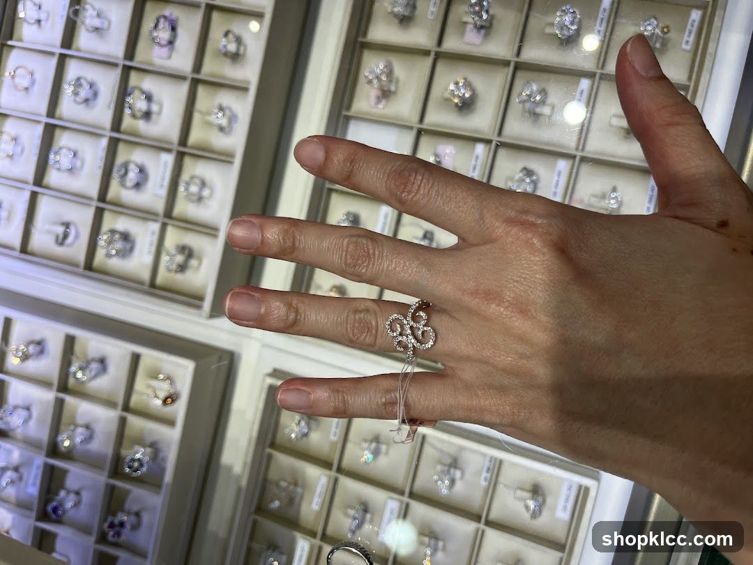 Jewelry Display with Hand Showing Ring