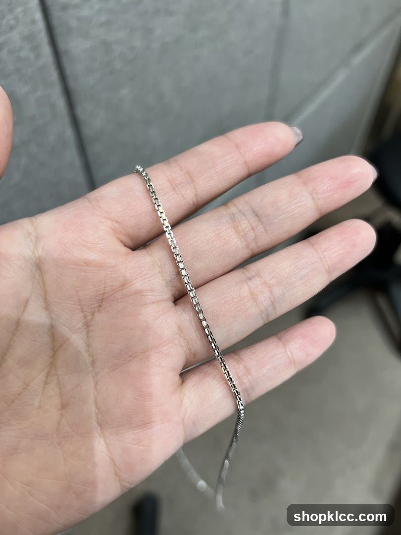 Silver Chain Necklace in Hand