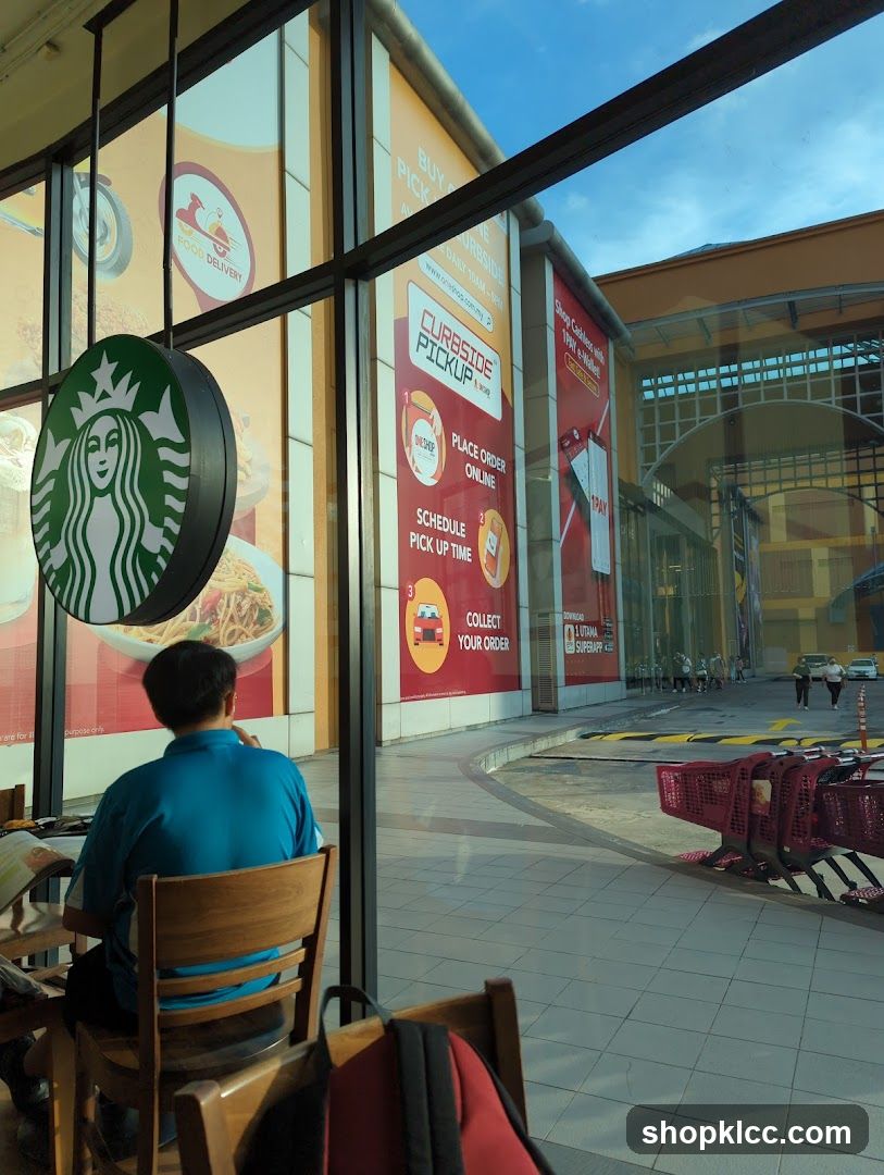 Starbucks Interior View with Exterior Signage