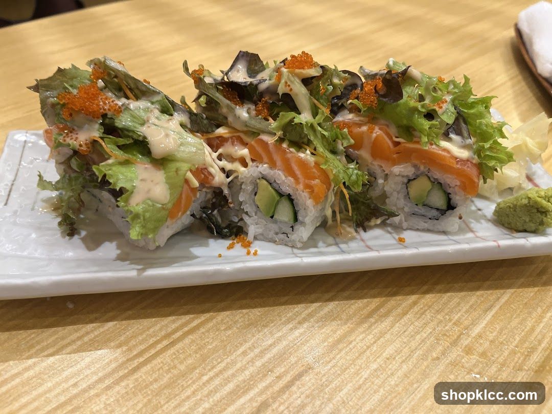 Sushi Roll with Salmon and Lettuce